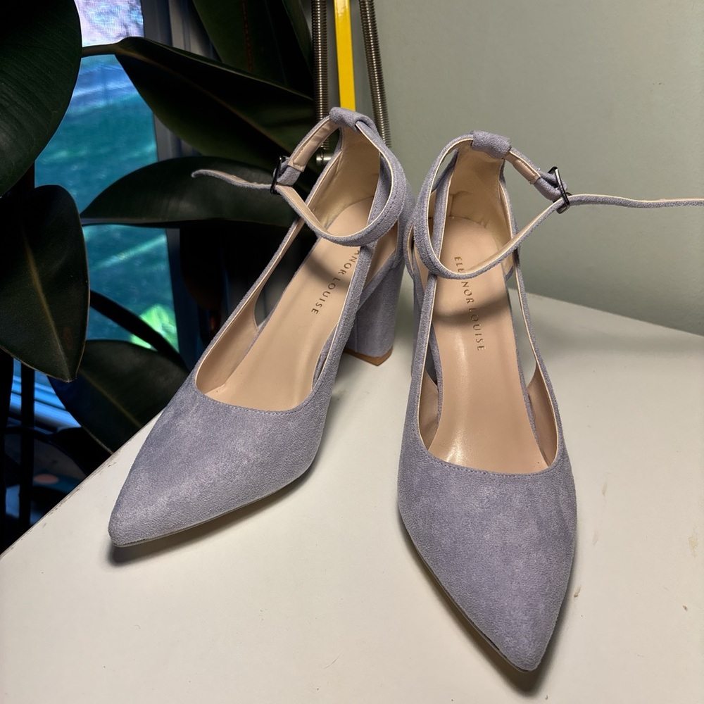 Lilac Suede Block Heels